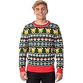 Mad Engine Pokemon Men's Santa Pikachu Holiday Fair Isle Ugly Sweater for Christmas