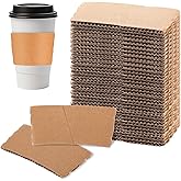 Nodaaiie 200 Pack Brown Disposable Coffee Cup Sleeves, Fits 10-24 oz Hot & Cold Drinks, Corrugated Cardboard Cup Sleeves for Cafes, Offices & Home Use