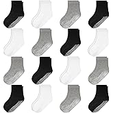 HYCLES Kid Grip Socks, 16 Pairs Non Slip Toddler Socks Sticky Boy Girl Sock for 0-7T Toddlers Baby