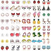 32/40 Pairs Hypoallergenic Stud Earrings for Girls Kids Stainless Steel Stud Earrings Set Vivid Colors and Multi-styles Cute Earring Jewelry Gifts for Girls Kids