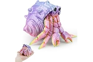 TiTiC 3D Printed Hermit Crab,3D Printed Animals Fidget Toy, Articulated Flexible 3D Printed Hermit Crab,Realistic Slithering Design, Home Office Executive Desk Decor (Rainbow)