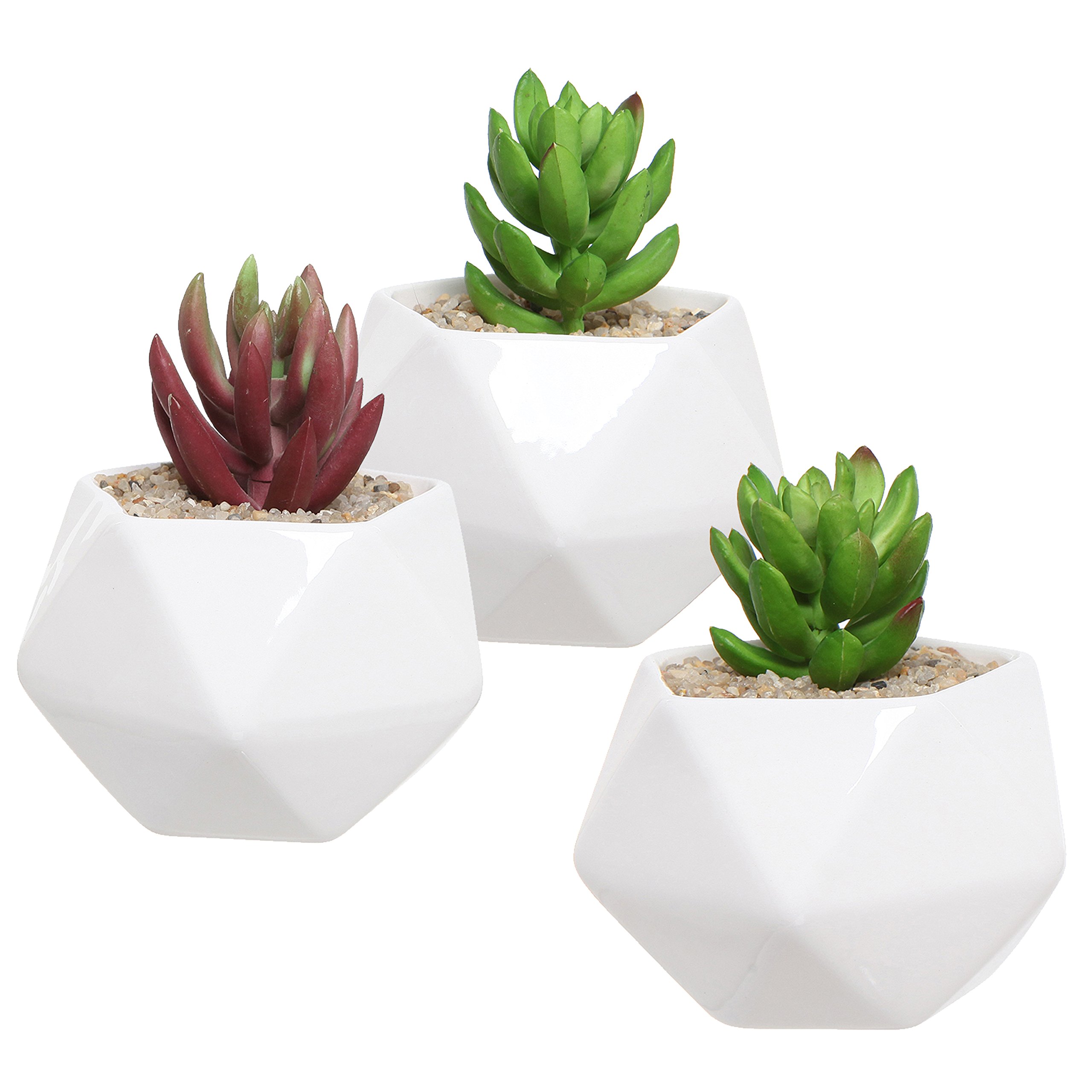 geometric white planter pot