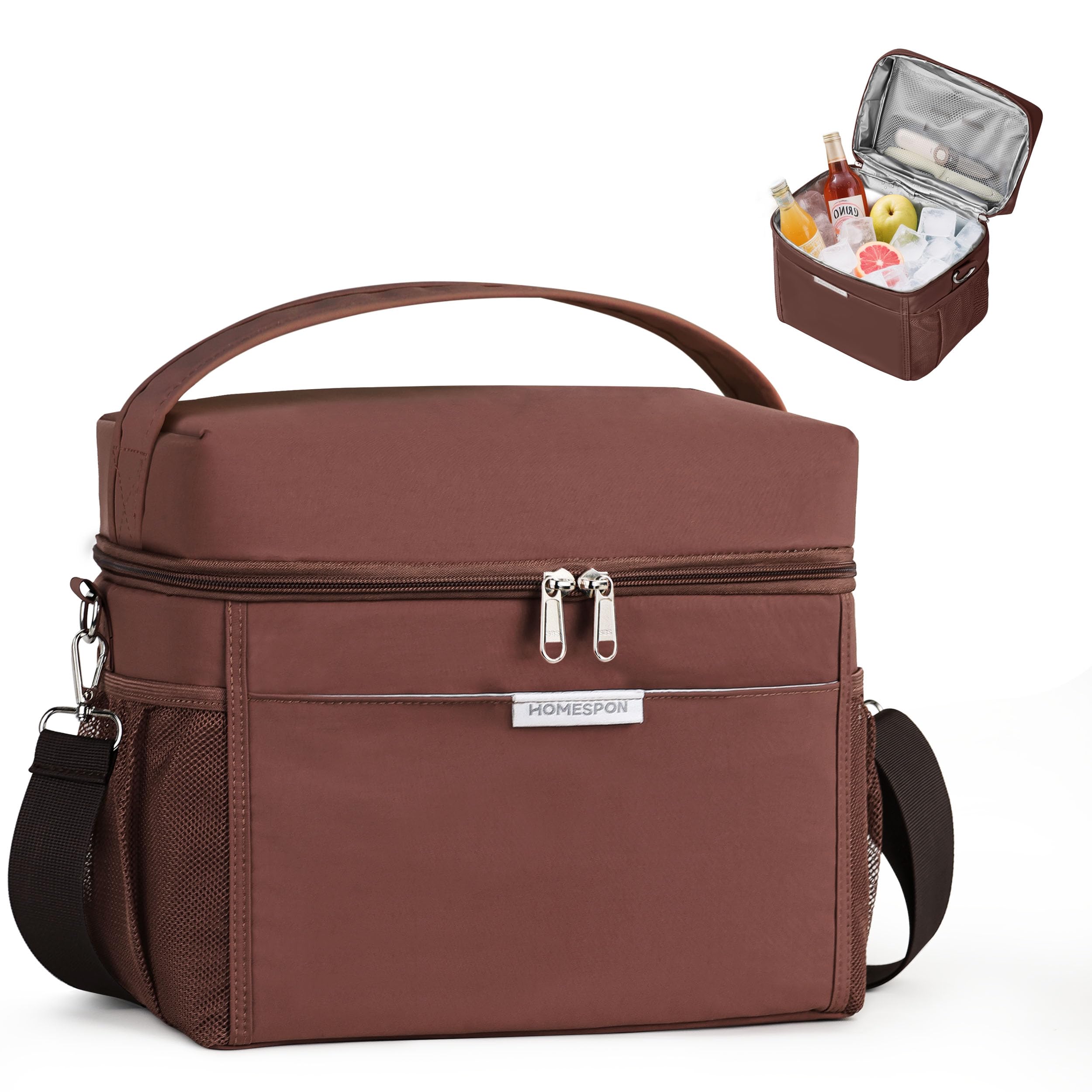 Photo 1 of HOMESPON Lunch Box for Women Men - Insulated Lunch Bag Waterproof Lightweight Cooler Bag for Work, Picnic, Travel (Medium, Brown)