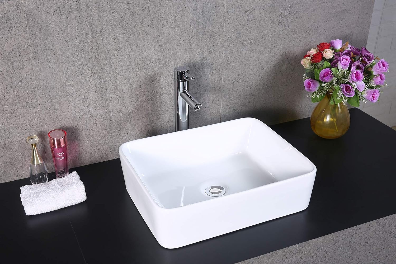 Bathroom Countertop Ceramic Basin Sink With Tap Waste And Chrome