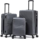 Rosamo Luggage Sets 3 Piece, ABS Suitcase Set (20/24/28), Hardside luggage with Spinner Wheels, Travel Luggage,14x8x9 Airline Approved Carry on, Lightweight Luggage with High-Security Lock