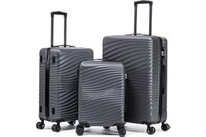 Rosamo Luggage Sets 3 Piece, ABS Suitcase Set (20/24/28), Hardside luggage with Spinner Wheels, Travel Luggage, 22x14x9 Airline Approved Carry on, Lightweight Luggage with High-Security Lock