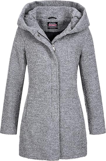 Sublevel Damen Woll-Mantel Jacke LSL-298/352 Kapuze meliert