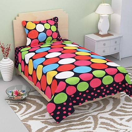 Dinny3D Printed Single Bedsheet with 1 Pillow Covers