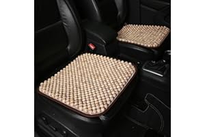LACDL 2packs Beaded Car Seat Covers, Natural Wood Bead Seat Cushion for Trucks, Office Chair Summer Ventilated Seat Cooling Pad, Jeep Wooden Massage Breathing Seat Pads Sweat Protector, Burlywood