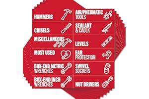 ITERA Toolbox Organization Magnetic Labels - 80 Large, Tool Chest Organizer Labels with Strong Magnets & Easy to Read Printing - Fits All Brands of Steel Tool Box Drawers (Red 3.125 x 1.0 Inches)