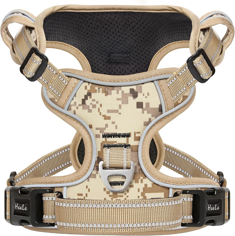 HEELE Dog Harness No Pull Adjustable Padded Reflective Camouflage S