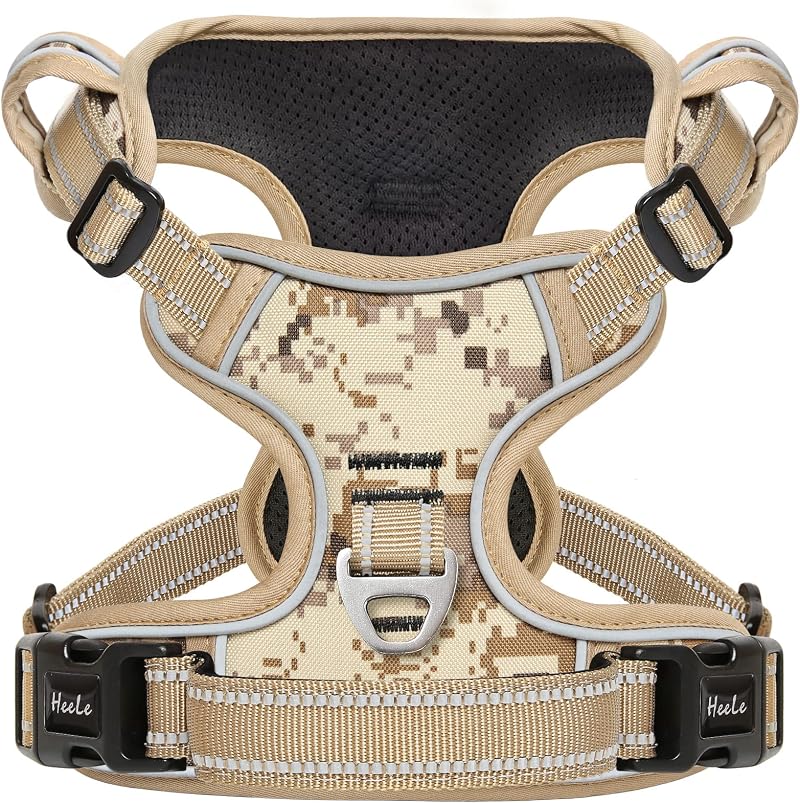 HEELE Dog Harness No Pull Adjustable Padded Reflective Camouflage S