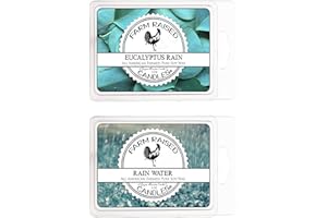 Scented Non Toxic Wax Melts - 2 Pack Combo - 16 Cubes - 100% All American Made - by Farm Raised Candles - Natural American Farmed Soy Wax (Rain Water & Eucalyptus Rain)