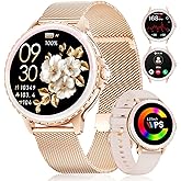 SUNKTA Smart Watch for Women (Answer/Make Call),1.27" Curved Display​ Smartwatch with Female Cycle/Sleep Monitor,5ATM Waterproof Fitness Tracker 100 Sport Modes Pedometer for Android/iOS,Gold