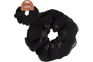 Kitsch Pleated Scrunchie for Women - No Crease Hair Ties No Damage, Stylish and Comfortable Fabric Ponytail Holders for Every