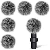 Mini Wireless Furry Windscreen Covers, 5 Pcs Furry Windscreen Muff Lavalier Microphone Wind Screen Muffs Pop Filter Noise Reduction for Wind and Ambient Noise Improve Mic Audio Quality (Grey)