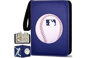 SLONSER Baseball Card Binder 440 Pockets, 55 Sleeves Baseball Card Book 3 Ring, Zipper Trading Card Holder 4 Pocket, Small Collector Album Folder Case Protector, Sports Cards Collection Storage Organizer Gift