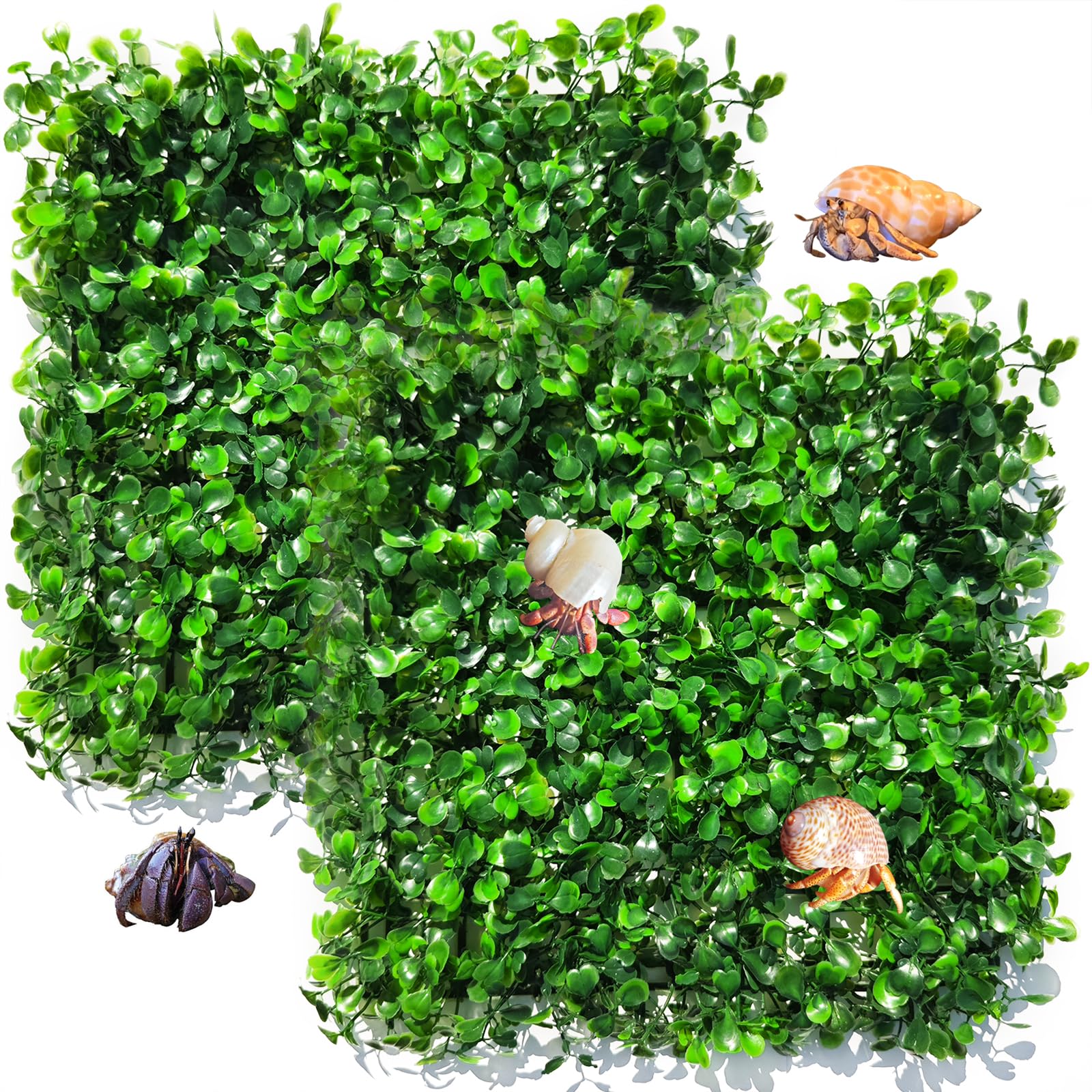 Photo 1 of 2 PCS Hermit Crab Climbing Toys Faux Grass Mat 10 x 10 Inch Fake Turf Hermit Crab Climbing Wall Square Plastic Aquarium Plants Lawn HermitCrabs Supplies Small Animals Cage Accessories