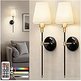 DORESshop Battery Operated Wall Sconce Set of 2, Wireless Wall Light Easy to Install, 7 Color Rechargeable Wall Sconces, Scon