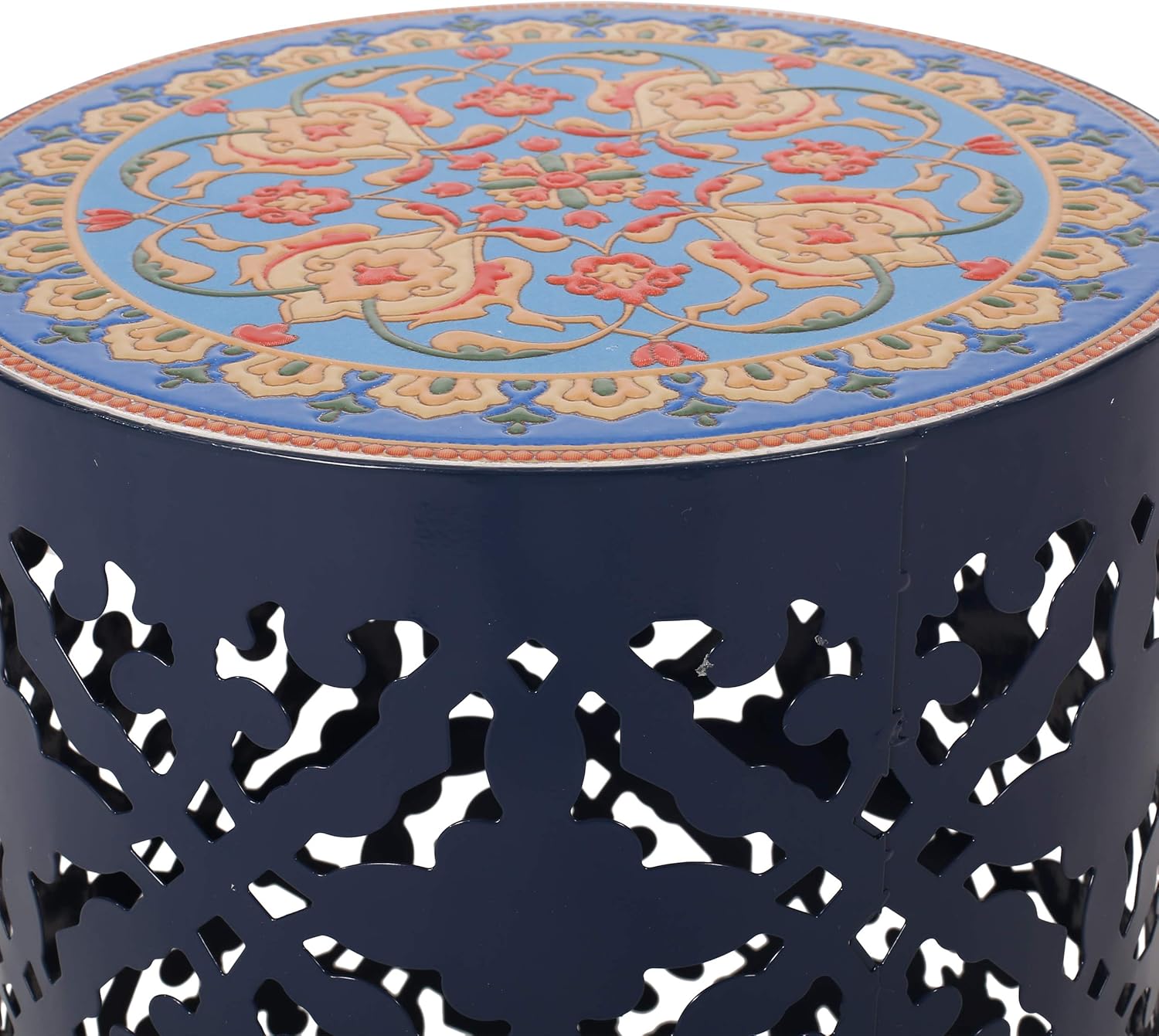 Christopher Knight Home 313061 Laurent Outdoor Lace Cut Side Table with Tile Top, Dark Blue : Garden & Outdoor