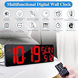 Large Digital Wall Clock with Remote Control