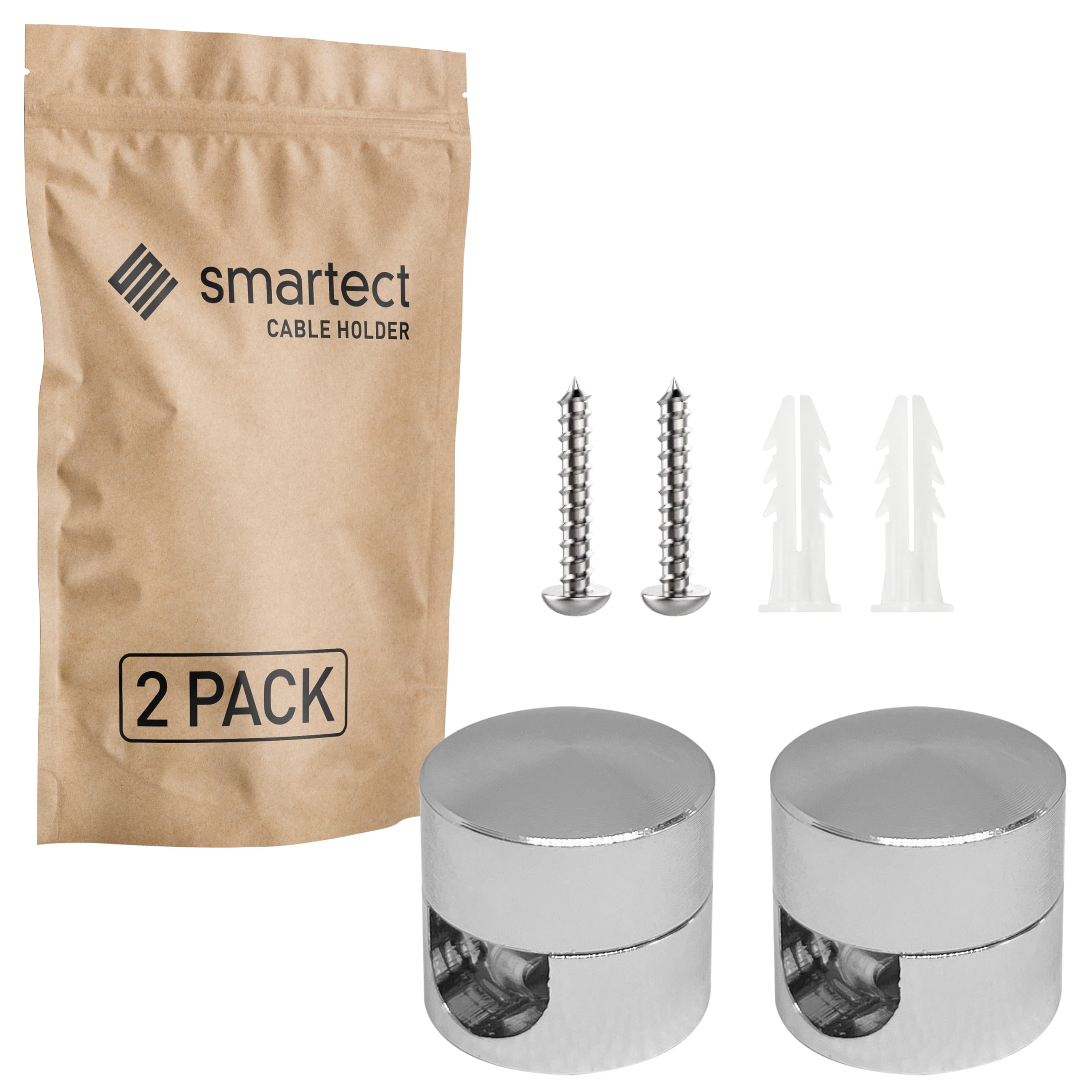 smartect Aluminium Wall and Ceiling Pins [2 Pieces, Metal] Cable Decentralizer with wall Plugs and Screws Included, Ceiling Light Hook for Your DIY Project