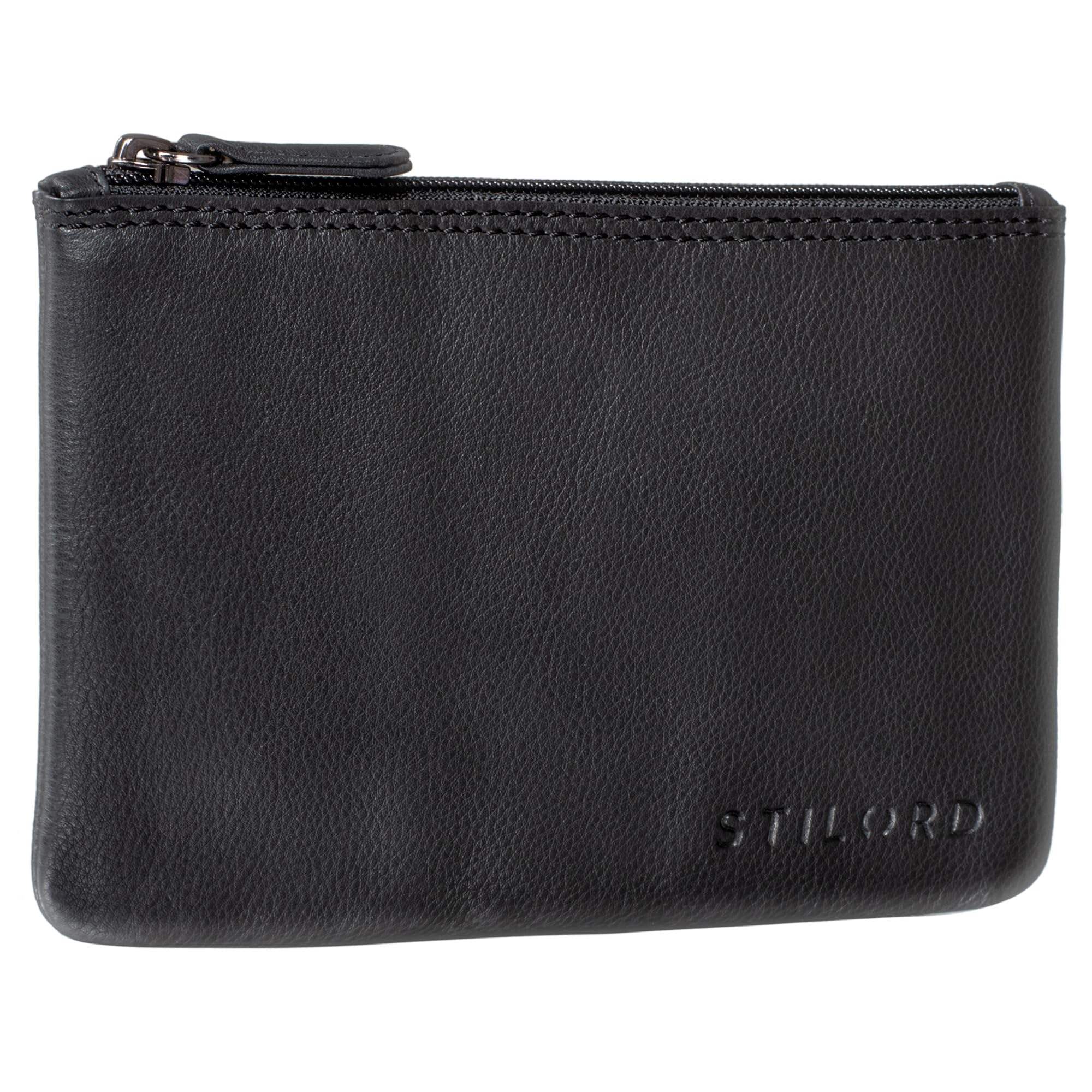 STILORD "Barry" Vintage Leather Pouch Case for Pencil Cosmetic Money Glasses Keys Small Organizer in Genuine Leather Colour:Black — image 1