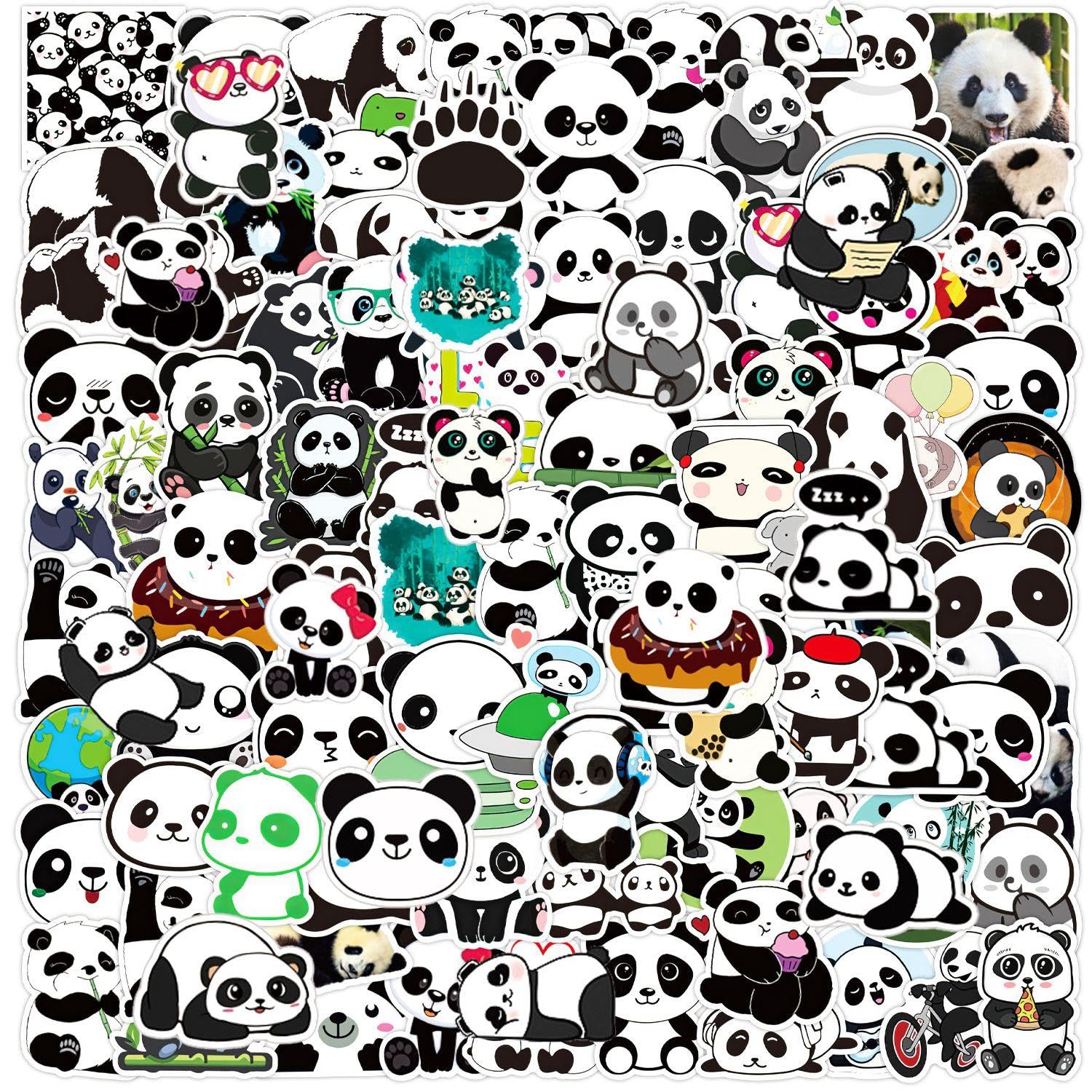 FFDHWU 150 Panda Doodle Stickers, Cute Stickers, Animal Stickers, Waterproof Stickers, Laptop Stickers