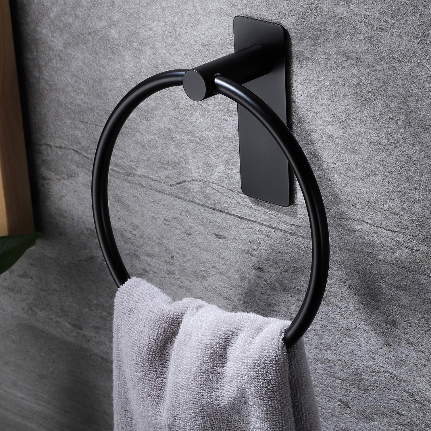 ZUNTO Matte Black Towel Ring - Hand Towel Holder Self Adhesive Hand Towel Bar for Bathrooms, Stainless Steel: Home & Kitchen