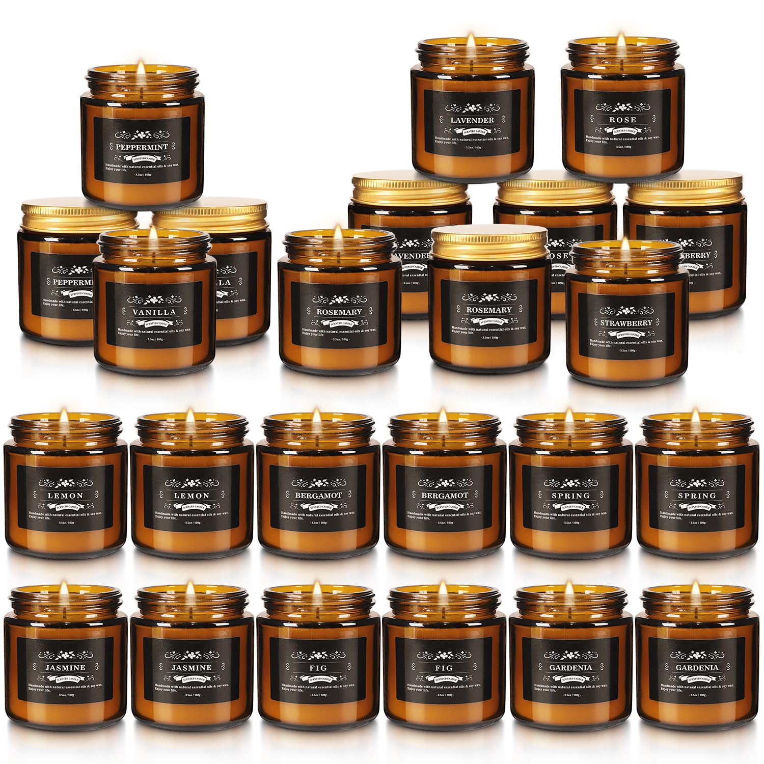 Photo 1 of 24 Packs Scented Candles for Home, 3.05oz?Soy Wax Aromatherapy Candles with 12 Fragrances, Smokeless Natural Essential Oil Candles for Relaxation, Gifts, Parties, Yoga,Home Decor