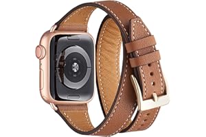 WFEAGL Leather Band Compatible with Apple Watch Strap Women, Double Tour Straps for iWatch Series 11 SE 10 9 8 7 6 5 4 3 2 1,