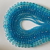 CrzBeadss 780Pcs Briolette Glass Beads for Jewelry Making, 3-10mm Faceted Lake Blue Crystal Glass Beads for Bracelets, Rondelle Crystal Loose Beads Bulk for Crafts Wine Charms Wind Chimes Suncatchers