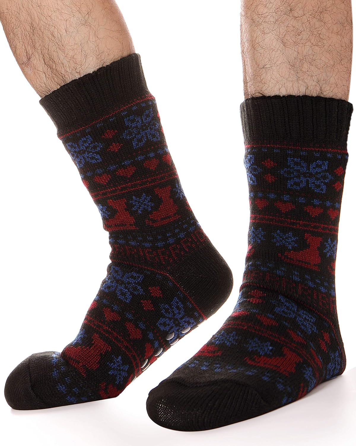 Mens Fuzzy Slipper Socks Cozy Plush Warm Fleece lined Cabin