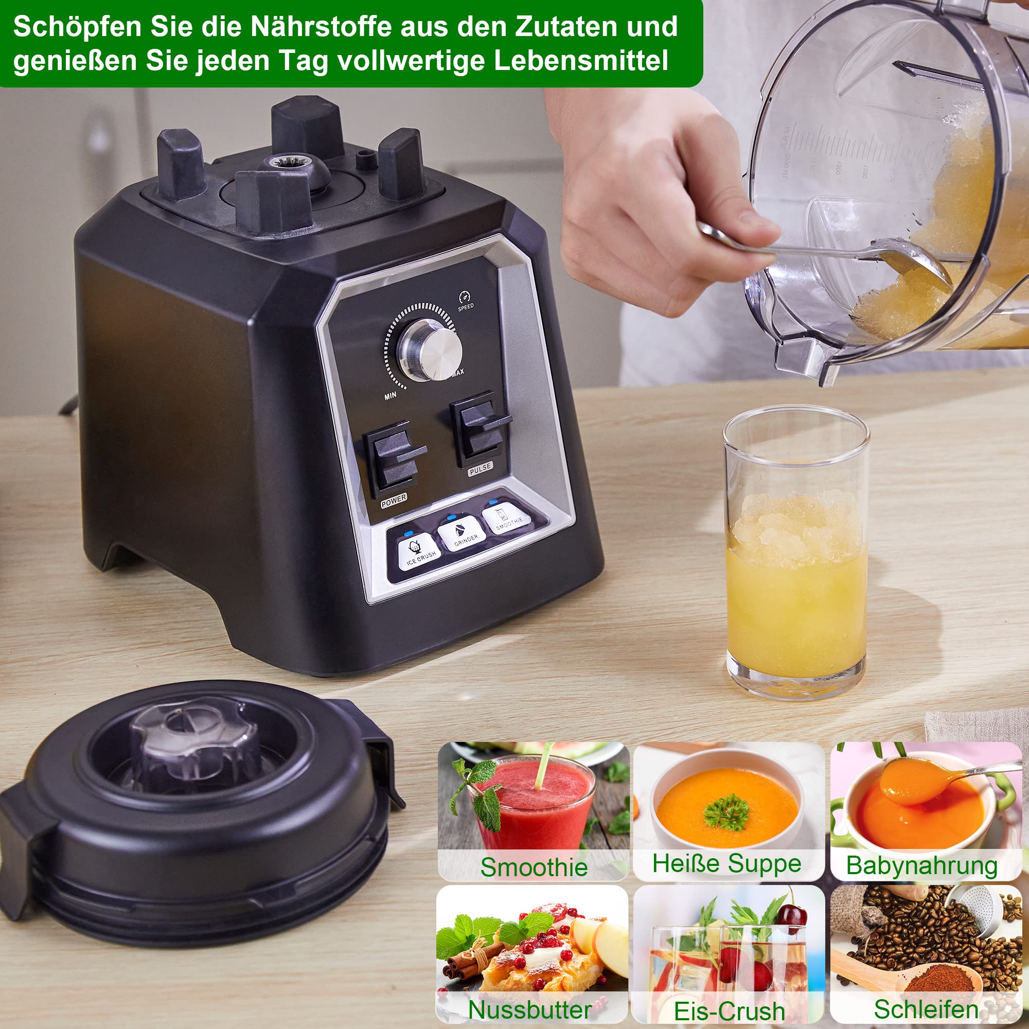 BioloMix Hochleistungsmixer 2200W,Selbstreinigungsfunktion,Standmixer mit 2L Behälter ohne BPA Smoothie Maker (T5600) 4