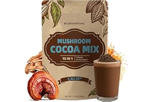 QIN SHAN TANG 12-IN-1 Mushroom Cocoa Mix Powder | Calm Blend with 10 Adaptogenic Mushrooms, Magnesium Glycinate & L-Theanine | Cocoa Powder Superfood Drink for Stress Relief & Sleep Support | Vegan, Keto, Non-GMO, 210g