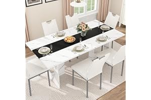 Squireewo 71 Inch Rectangular Dining Table for 6-8 People, Farmhouse Wood Kitchen Table with Wooden Legs, Farmhouse Center Kitchen Table for Dining Room, Kitchen & Living Room, White