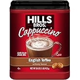 Hills Bros. Cappuccino Mix - English Toffee, 16 oz | Quick &amp; Easy Preparation, Rich, Frothy Coffeehouse-Tasting Instant Drink Mix, Perfect for Hot &amp; Iced Drinks &amp; Creaming Coffee