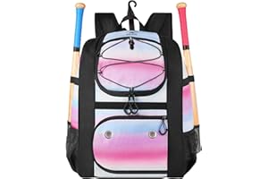 MATEIN Softball Bag, Lightweight Baseball Backpack with Shoe Compartment, Baseball Bag with Fence Hook for TBall Bat & Equipment, Softball Gifts Catchers Backpack for Women Fit Batting Glove, Helmet