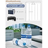 BihaoBaozhuang-Printed Paper labels-1-1/4 x 9-3/4" 100Pcs Water Bottle Label Glossy White Customizable Waterproof Labels Printable Blank Wraparound Rectangle Labels Laser andInkjet Printers