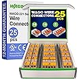 WAGO 221 Series 25pc Compact Splicing Wire Connectors | Includes (10x 221-412) (10x 221-413) (5X 221-415) | WAGO Wire Connectors | Electrical Splicing Lever Nuts | 221 Series Lever Nuts | 2-3-5 Ports