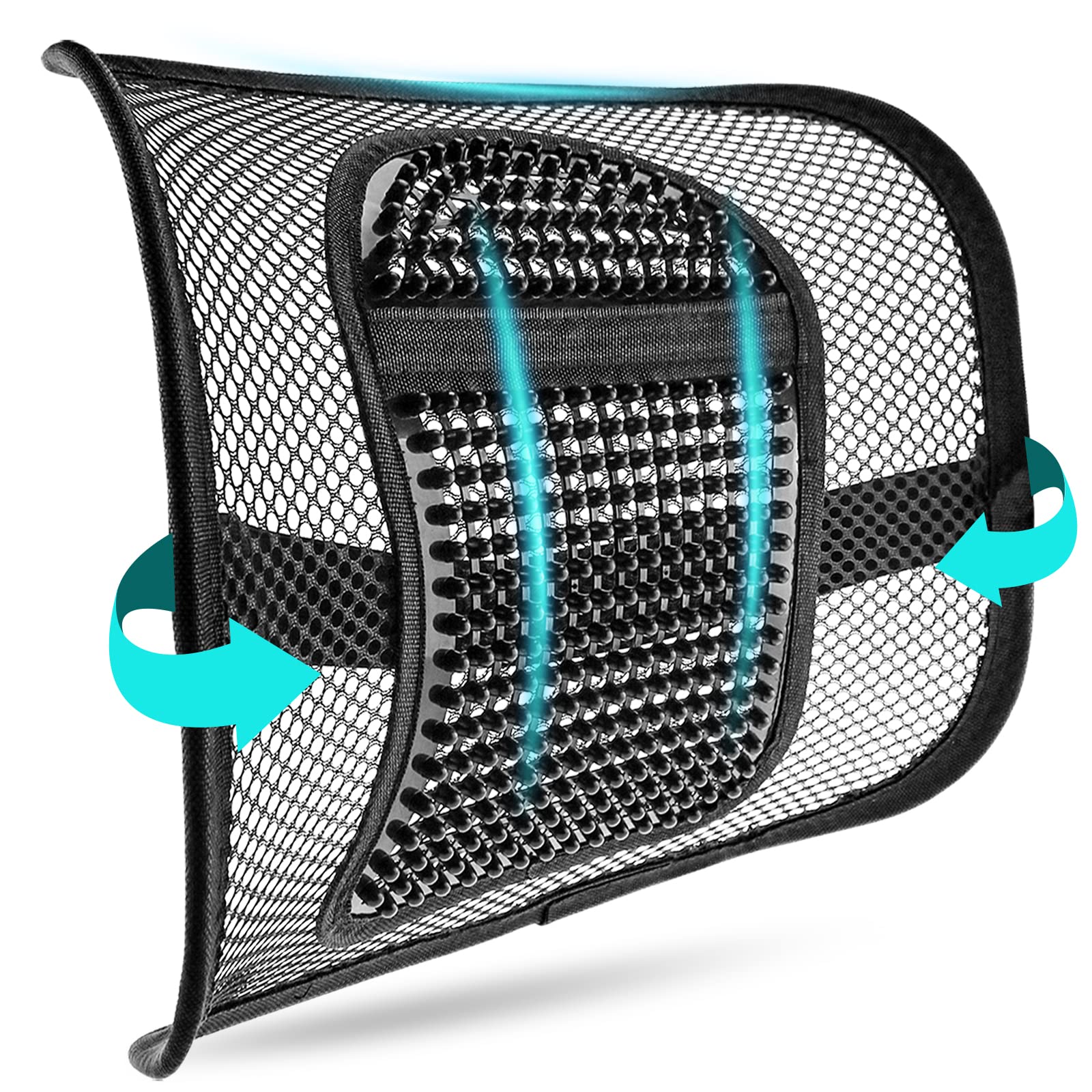 m zimoon Mesh Back Support, Mesh Lumbar Support Cushion Air Flow Chair Back Support with Elastic Strap Back Rest for Home Office Chair Car Seat Back Pain Relief