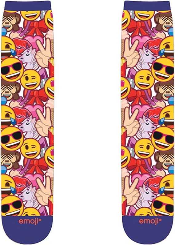 Amazon ガールズカラフル絵文字ニーハイソックス ハート顔文字プリント スポーツチューブクルーソックス Us サイズ Girls 13 4 Shoe Size カラー パープル ソックス 通販