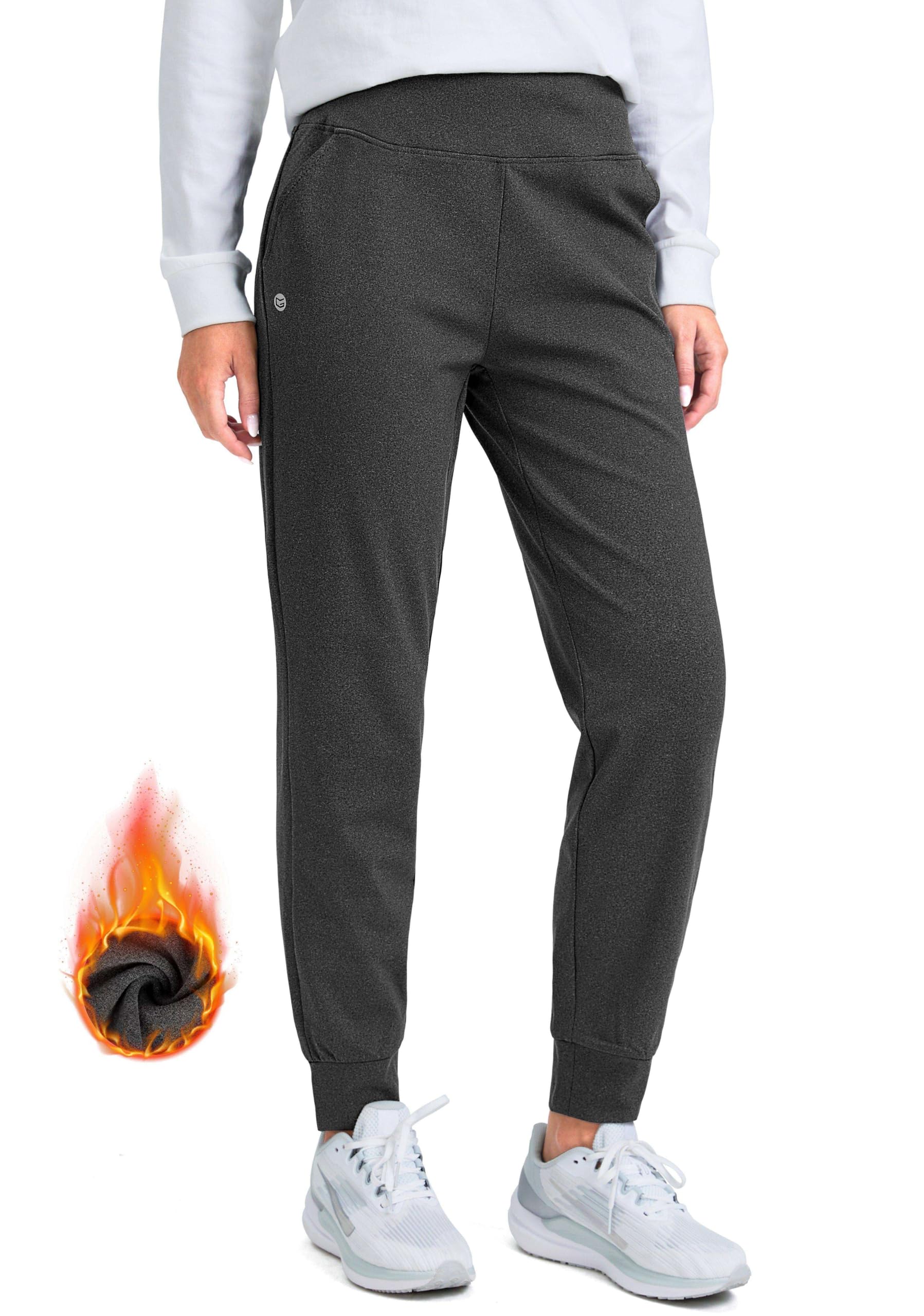 Photo 1 of G Gradual Women's Fleece Lined Joggers High Waisted Water Resistant Thermal Hiking Pants Cold Weather Sweatpants with Pockets(Charcoal,M)