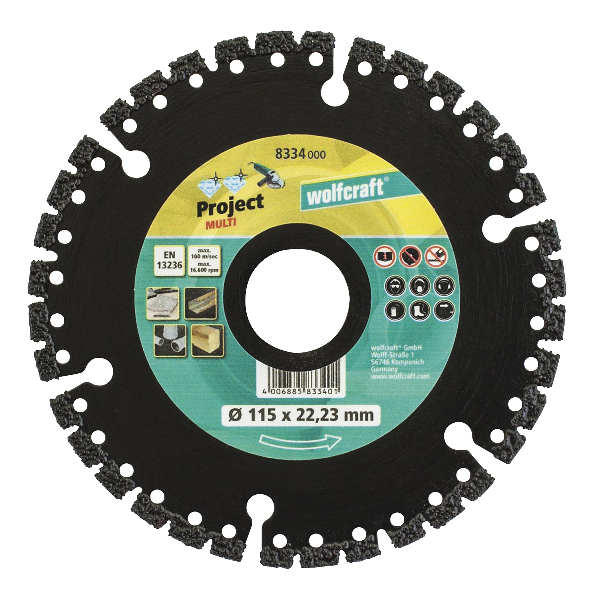wolfcraft Diamond Cutting Disc "Pro Multi" for Angle Grinders I 8334000