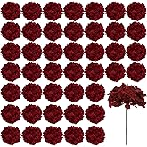 Auihiay 46 PCS Hydrangea Artificial Flowers Silk Hydrangea Heads with Stems, Burgundy Artificial Hydrangea Flowers for DIY Wedding Centerpiece, Garden, Home, Party, Baby Shower Decor