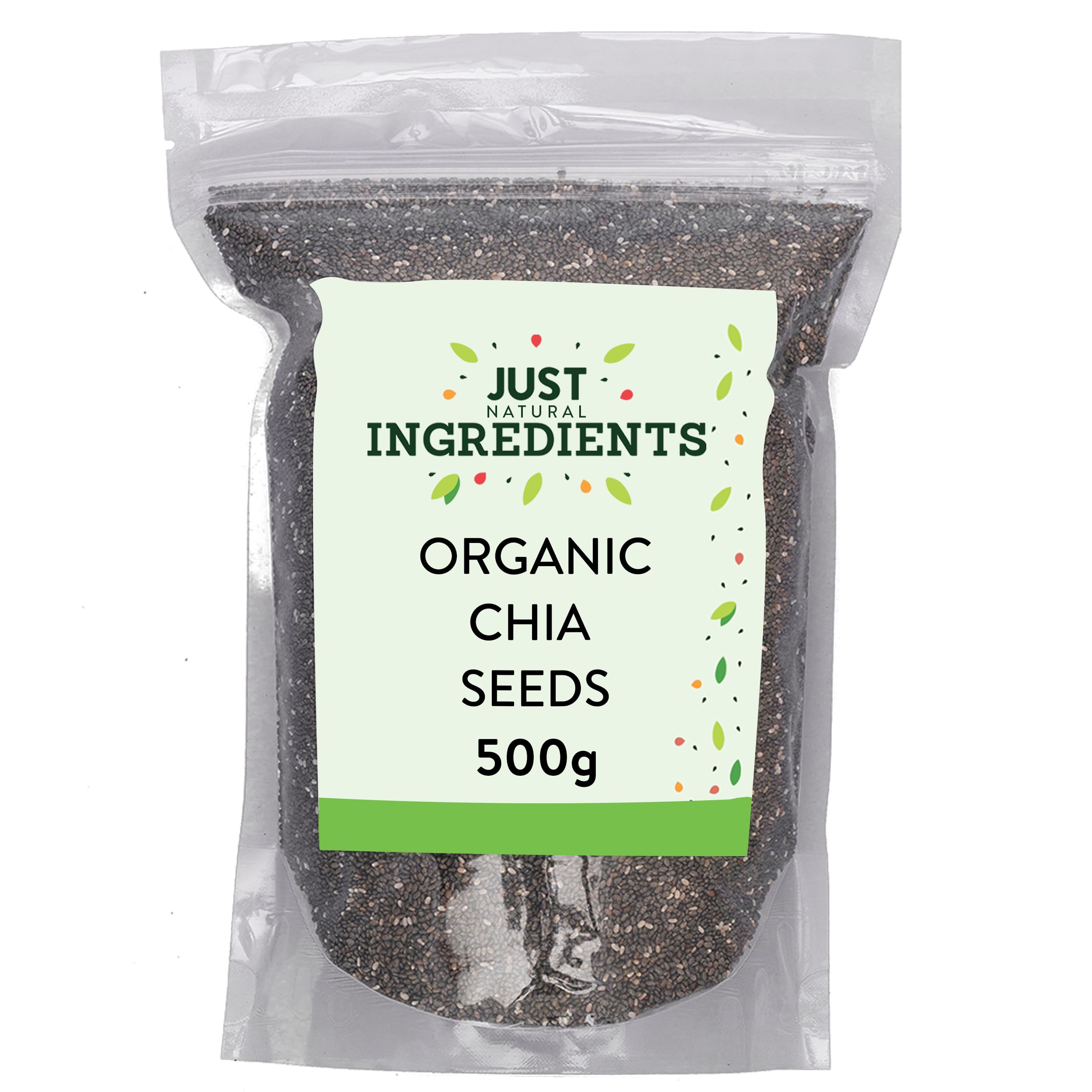 Just Ingredients Chia Seeds 500g,High in Omega, Perfect for Snacks, Mix with Water or Food, Bulk Buy, Versatile Superfood Seed