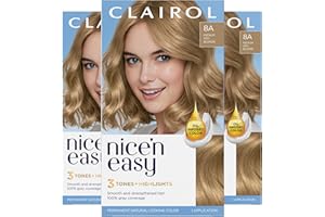 Clairol Nice'n Easy Permanent Hair Dye, 8A Medium Ash Blonde Hair Color, Pack of 3