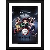 ABYSTYLE GB eye Demon Slayer Kimetsu No Yaiba Framed Poster Print 12" x 16" Manga Wall Art Prints for Bedroom Office Room Decor Gift