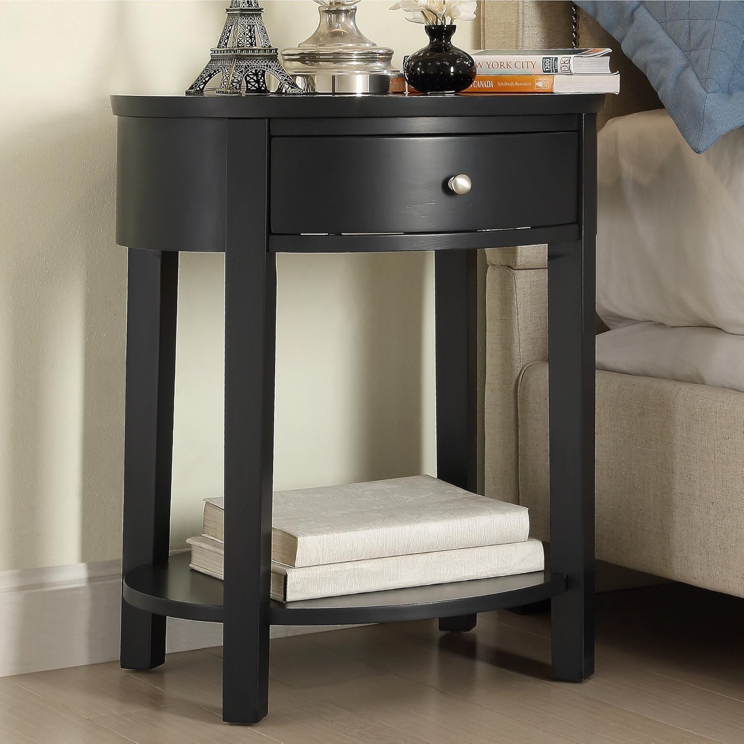 Amazon Com Casual Fillmore 1 Drawer Oval Wood Shelf French