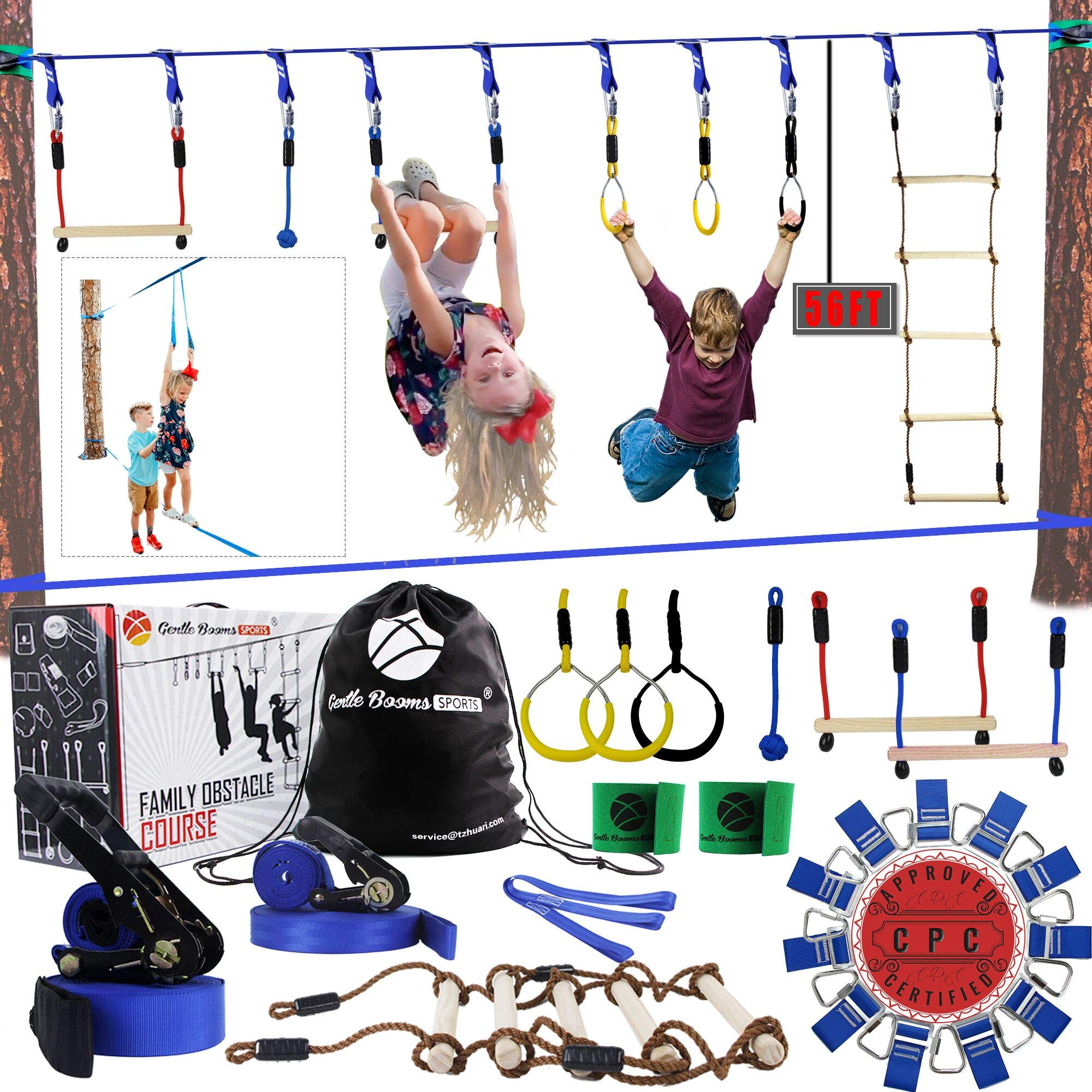 thumbnail image 2 of 4-Pack Hanging Ninja Rings - Double Slackline Obstacle Course Accessories For Kids Play 2 of 4